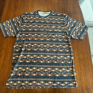 Howler Brothers Short Sleeve Aztec Stripe Tee in Navy and Rust